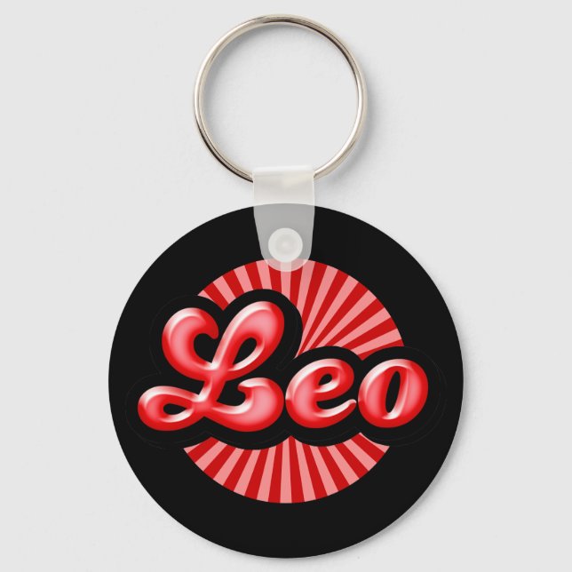 Retro Zodiac Leo Key Ring (Front)