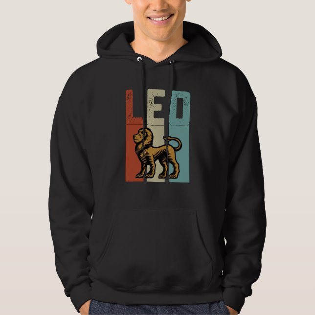Retro Zodiac Leo Vintage Style Astrology Hoodie (Front)
