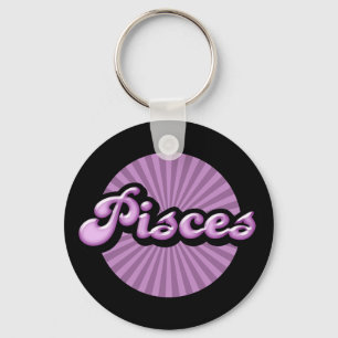 Retro Zodiac Pisces Key Ring