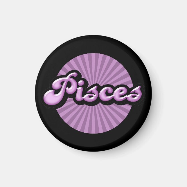 Retro Zodiac Pisces Magnet (Front)