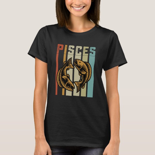 Retro Zodiac Pisces Vintage Style Astrology T-Shirt (Front)