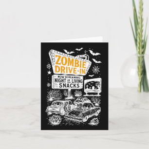 Retro Zombie Drive In Skeleton Movie Night Hotel H Card