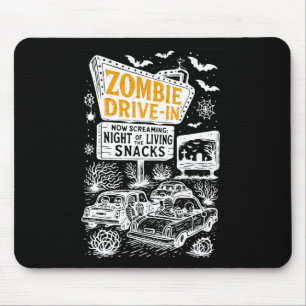 Retro Zombie Drive In Skeleton Movie Night Hotel H Mouse Pad