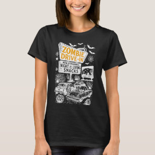 Retro Zombie Drive In Skeleton Movie Night Hotel H T-Shirt
