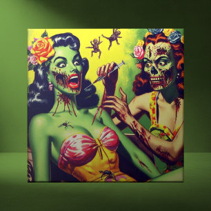Retro Zombie Pin-up Ceramic Tile