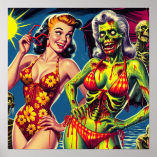 Retro Zombie Pin-up Poster