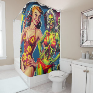 Retro Zombie Pin-up Shower Curtain
