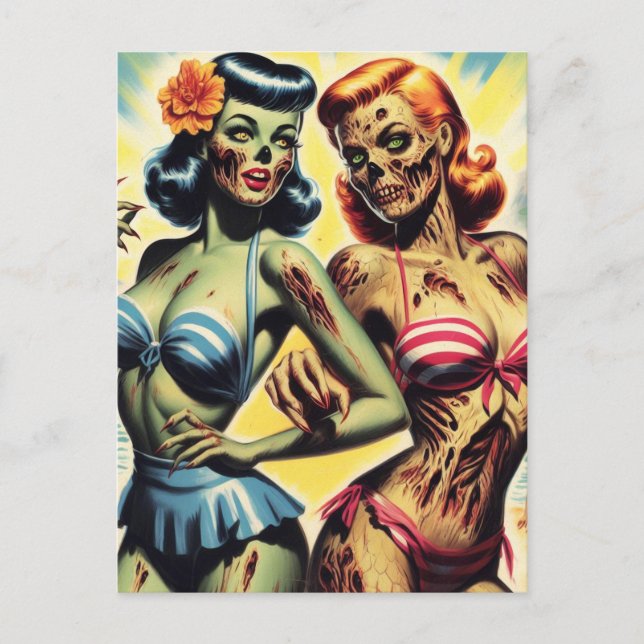Retro Zombie Pin-ups Postcard (Front)