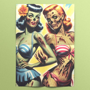Retro Zombie Pin-ups Tissue Paper