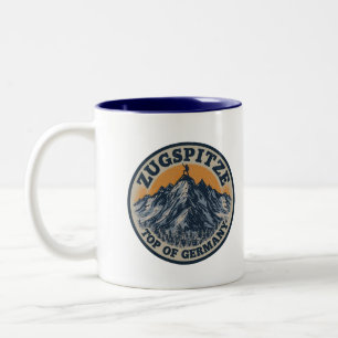 Retro Zugspitze bavarian outdoor nature gifts Two-Tone Coffee Mug
