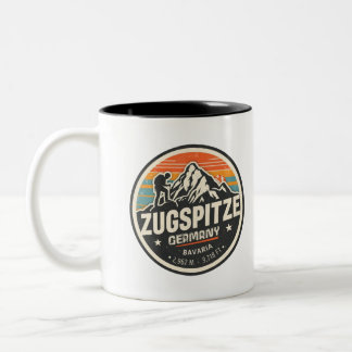 Retro Zugspitze bavarian outdoor nature gifts Two-Tone Coffee Mug