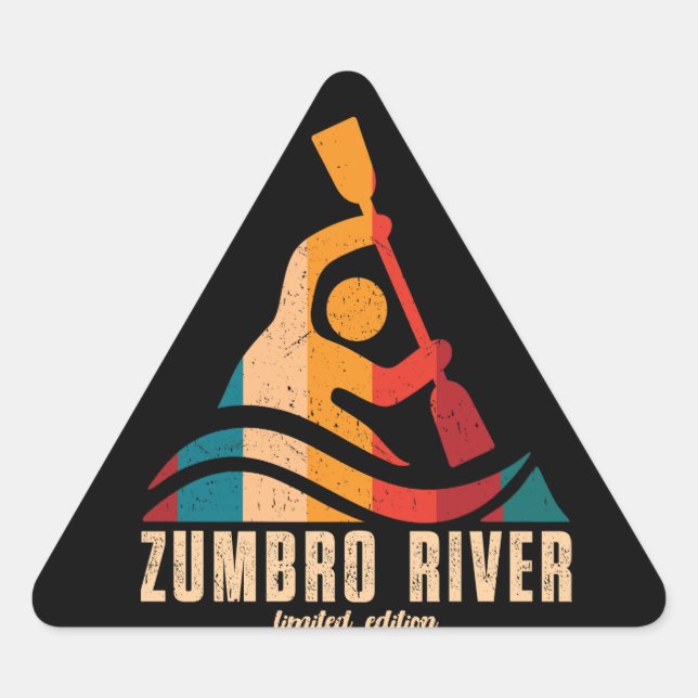 Retro Zumbro River Kayaking Triangle Sticker (Front)