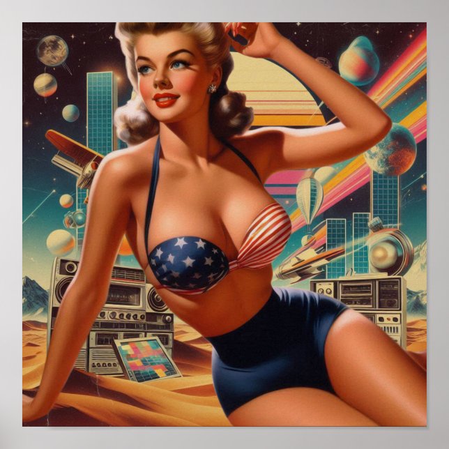 Retrofuturism Cute Pin-up Poster (Front)