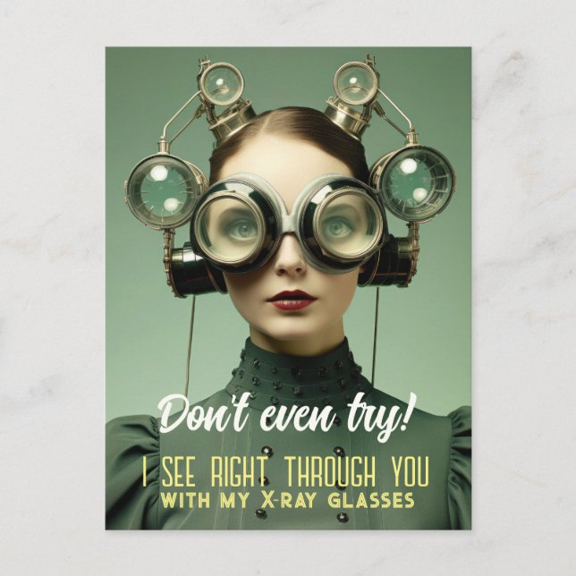 Retrofuturistic X-Ray Vision - See Through You Postcard (Front)