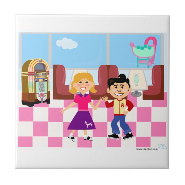 Retroville Sock Hop Diner Ceramic Tile (Front)