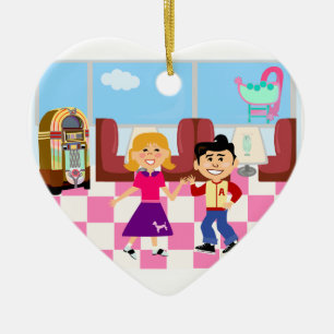 Retroville Sock Hop Diner Ceramic Tree Decoration