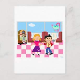 Retroville Sock Hop Diner Postcard