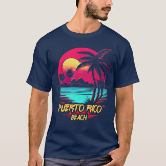 Retrowave Beach Puerto Rico Beach T-Shirt