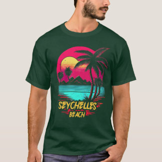 Retrowave Beach Seychelles Beach T-Shirt