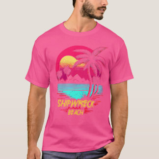 Retrowave Beach Shipwreck Beach T-Shirt