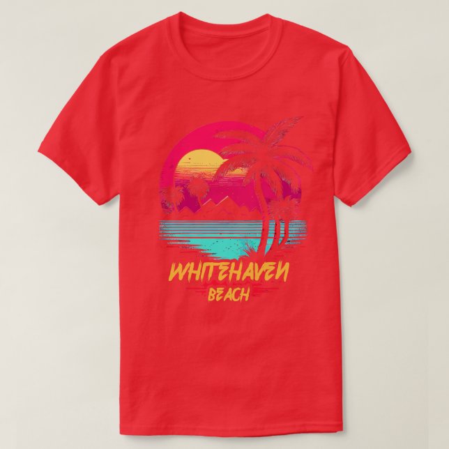 Retrowave Beach Whitehaven Beach T-Shirt (Design Front)