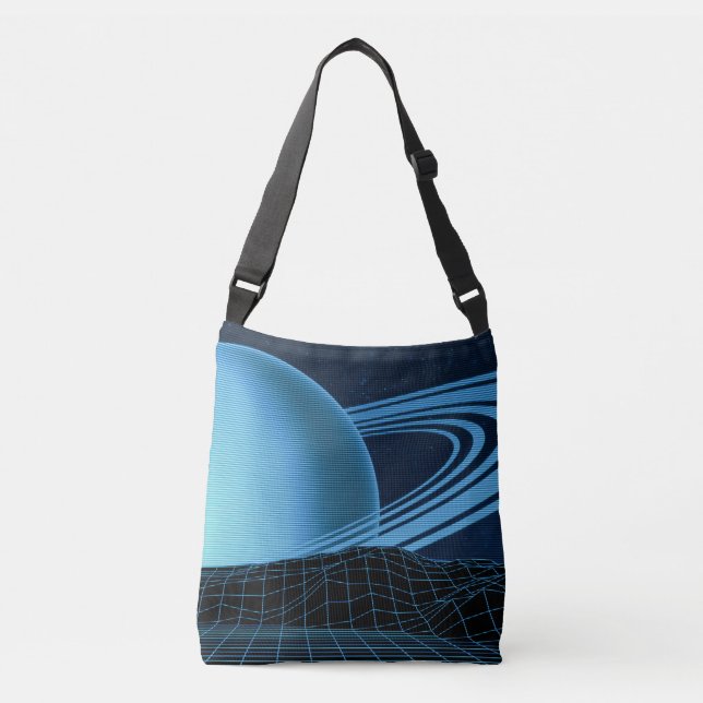 Retrowave Blue Crossbody Bag (Front)