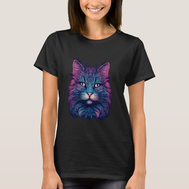 Retrowave Cat Kitten Feline Vaporwave Synthwave Ca T-Shirt (Front)