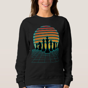 Retrowave Chess Pieces Aesthetic 80s Style Game Sy Sweatshirt