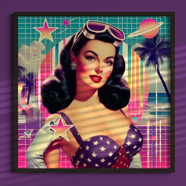 Retrowave Cute Pinup Poster (Creator Uploaded)