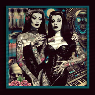 Retrowave Goth Girls Poster