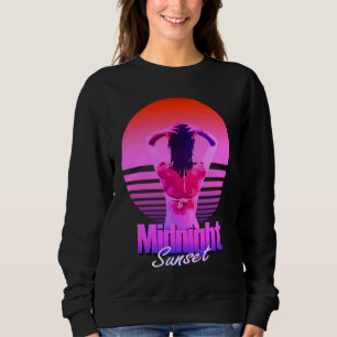 Retrowave Midnight Sunset Girl In The Sea Sweatshirt