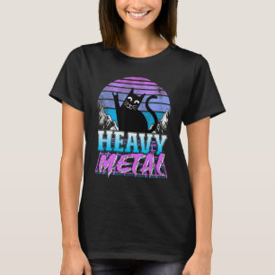 Retrowave Pastel Goth Cat 80s Synthwave Retro Heav T-Shirt