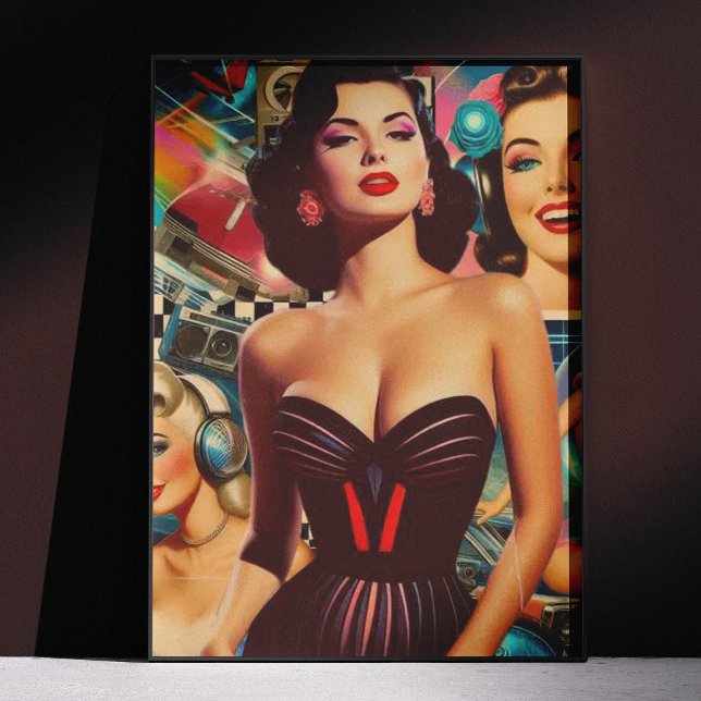 Retrowave Pin-up Collage Poster (Creator Uploaded)
