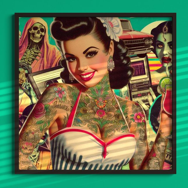 Retrowave Pin-up Collage Poster (Creator Uploaded)