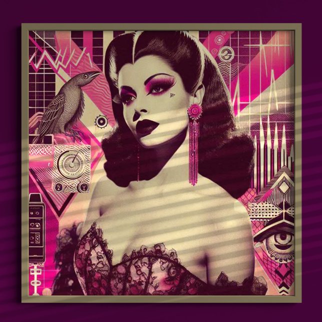 Retrowave Pin-up Collage Poster (Creator Uploaded)