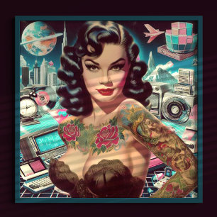 Retrowave Pin-up Poster