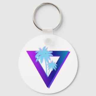 RETROWAVE SYNTHWAVE PALM TREES TRIANGLE KEYCHAIN