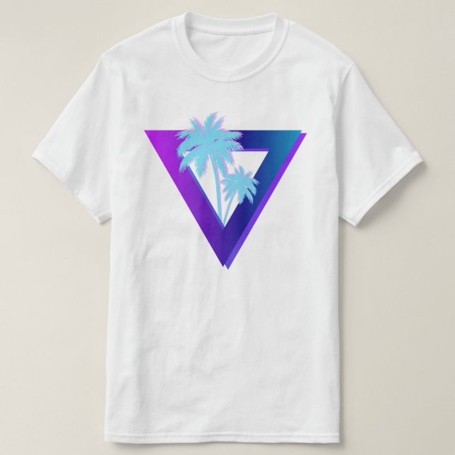 RETROWAVE SYNTHWAVE PALM TREES TRIANGLE SHIRT (Design Front)