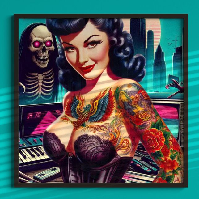 Retrowave Tattooed Pin-up Poster (Creator Uploaded)
