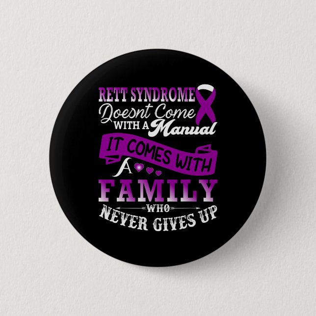 Rett Syndrome Awareness Month Family Octobre Purpl 6 Cm Round Badge (Front)