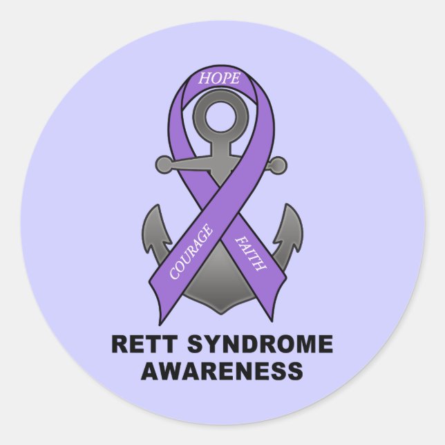 Rett Syndrome Awareness with Anchor of Hope Classic Round Sticker (Front)