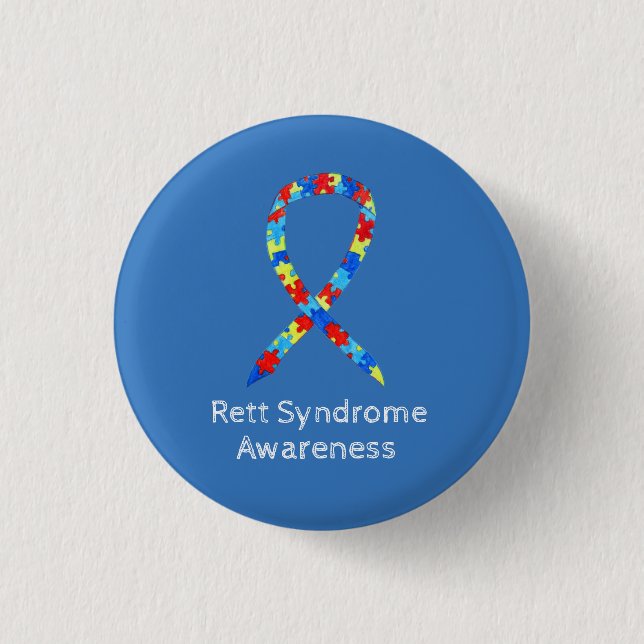 Rett Syndrome Puzzle Awareness Ribbon Custom Pins (Front)