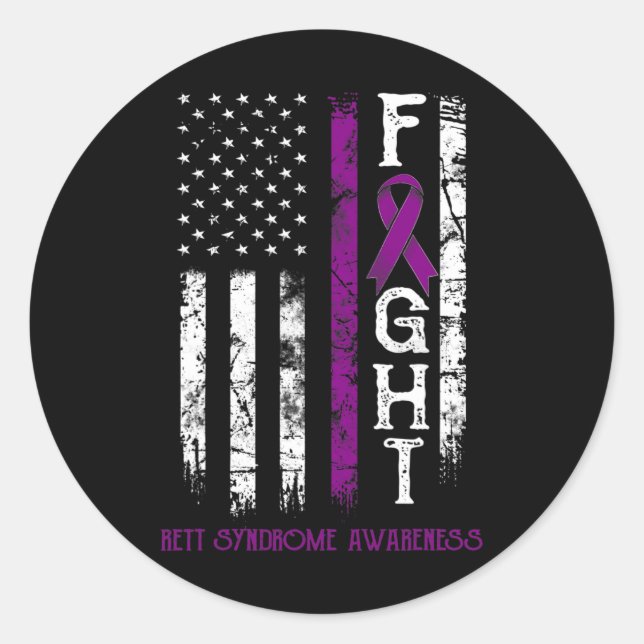 Rett Syndrome Warrior Us Flag Down Syndrome Awaren Classic Round Sticker (Front)