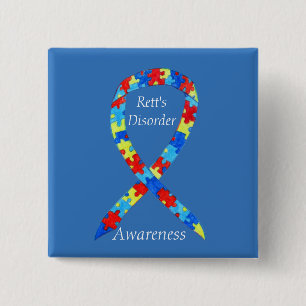 Rett's Disorder Puzzle Awareness Ribbon Custom Pin