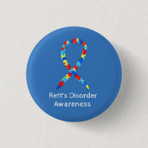 Rett's Disorder Puzzle Awareness Ribbon Custom Pin