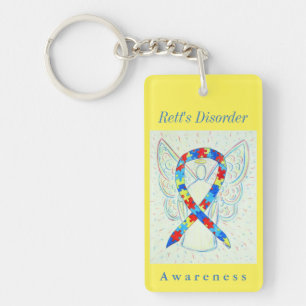 Rett's Disorder Puzzle Awareness Ribbon Keychain