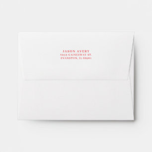 Return Address Back Flap Simple Red Text White Envelope