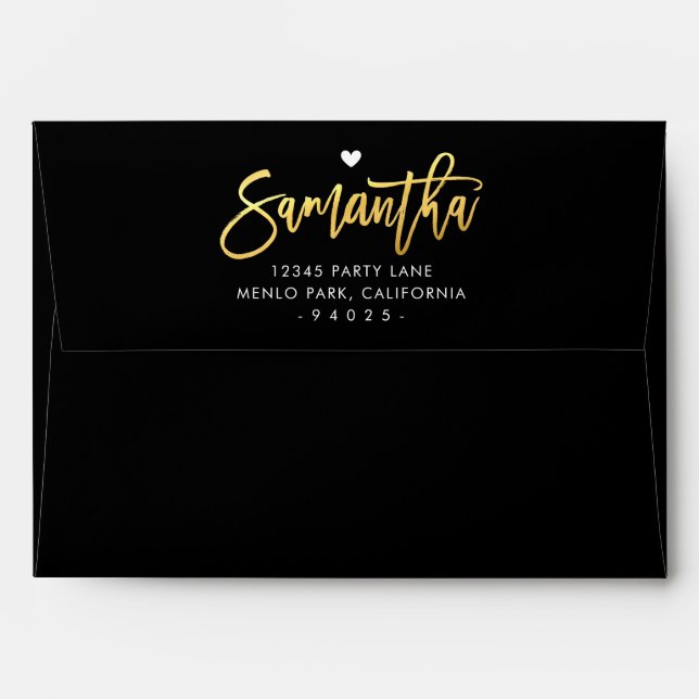 RETURN ADDRESS black custom gold circle pattern Envelope (Back (Top Flap))