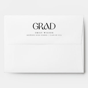 Return Address Black Script Graduation Envelope