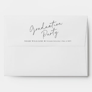 Return Address Black Script Graduation Party Envelope